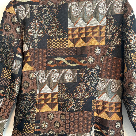 Molly & Maxx Women's Zip Up Collared Brown Tapestry Jacket Size Large - Picture 5 of 15